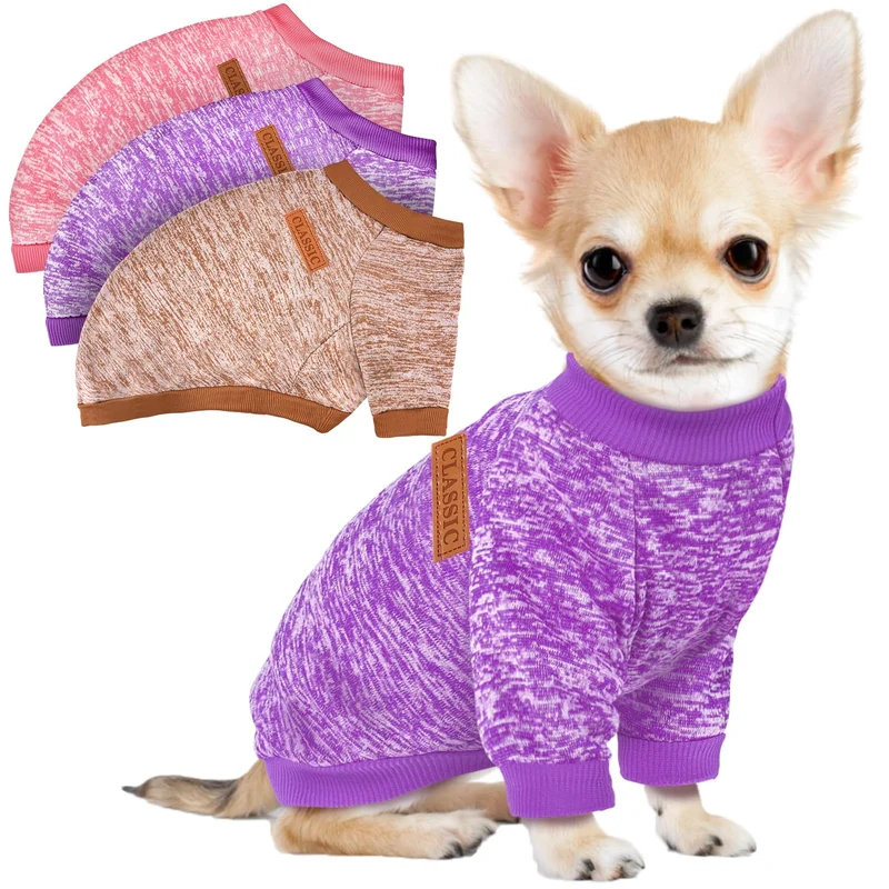 BAOBICUTE – 3 packs de pulls d'hiver en polaire pour petits chiens et chats | Vêtements chauds et confortables