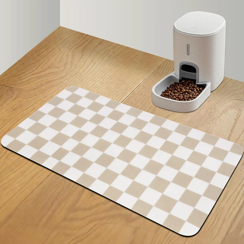 Tapis Alimentaire CooRug Damier – Absorbant, Anti-Fuite, 43×81 cm, Khaki