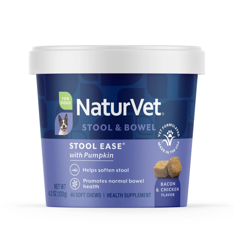 NaturVet Soutien digestif pour chiens — 40 bouchées molles – fibre, psyllium et pulpe de betterave