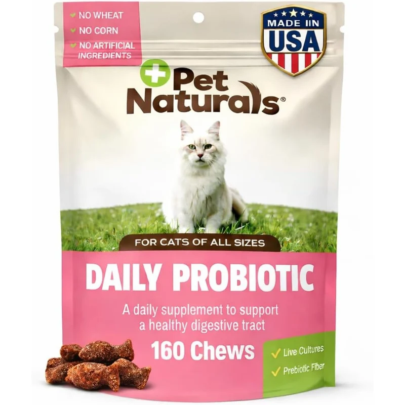 Pet Naturals Daily Probiotic – Friandises probiotiques pour chats, soutien digestif et immunitaire, 100 M CFU par bouchée, lot économique, goût canard, 160 bouchées