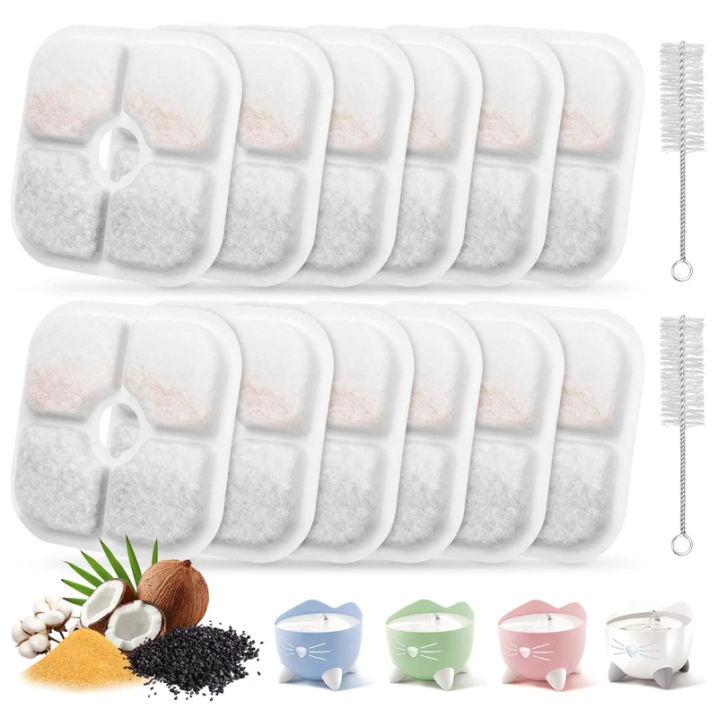 Barkios – Lot de 12 filtres pour fontaine Pixi | Filtration triple-action