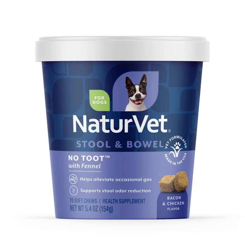 NaturVet No Toot Gas Aid Plus Fenouil pour Chiens — 70 bouchées molles, fabriqué aux États-Unis