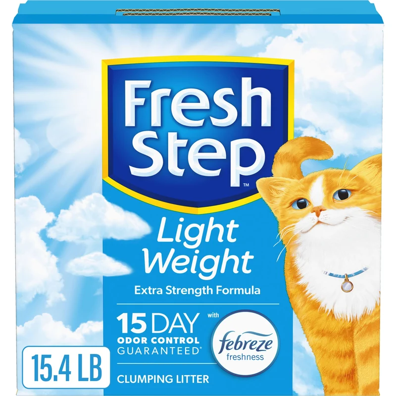 Fresh Step Litière Légère Extra Forte avec Fraîcheur Febreze, Boîte de 15,4 lb — Emballage Variable