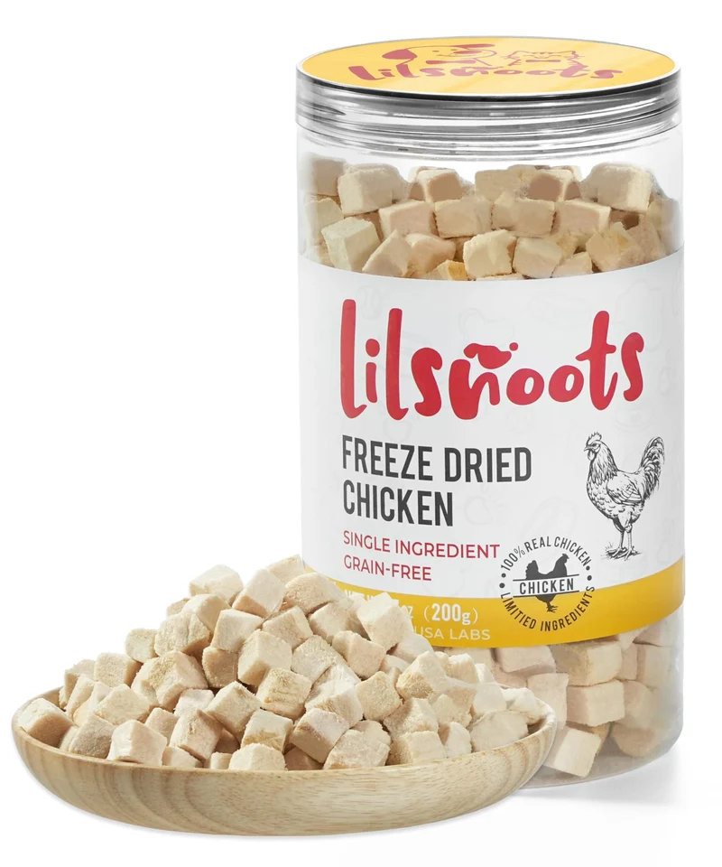 LILSNOOTS – Friandises de Poulet Lyophilisé pour Chiens et Chats, 100% Ingrédient Unique, Protéines Élevées, 7 onces