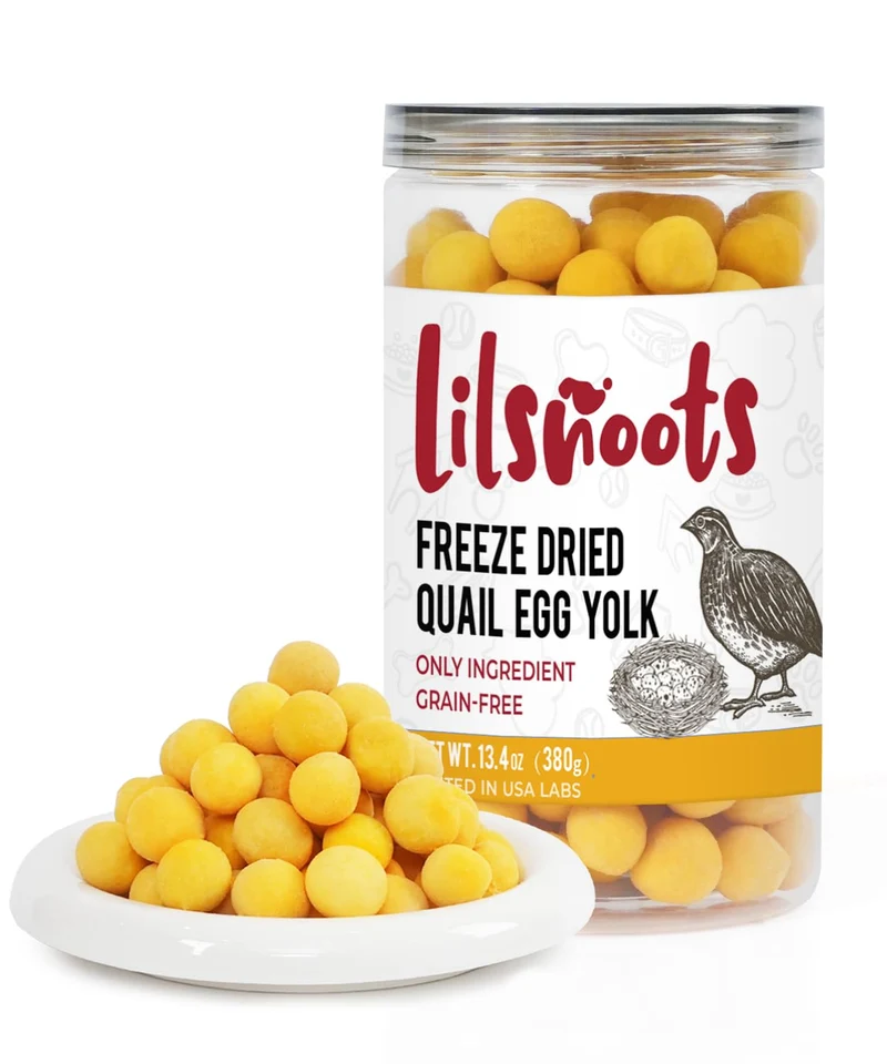 LILSNOOTS Jaune d’œuf de perdrix lyophilisé – Friandises simples pour chiens et chats, 13,4 oz