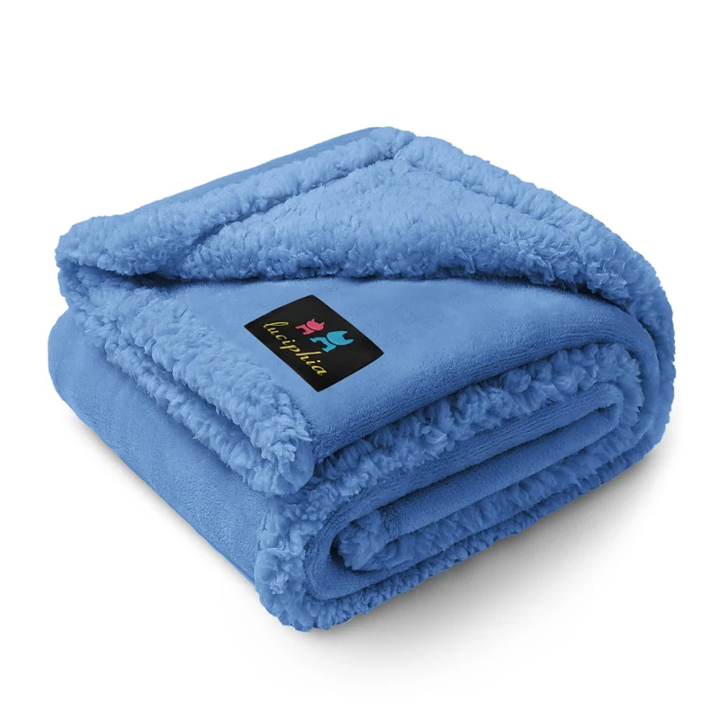 Luciphia Couverture Étanche pour Animaux – Réversible Sherpa, 40'' x 28'', Bleu Marine