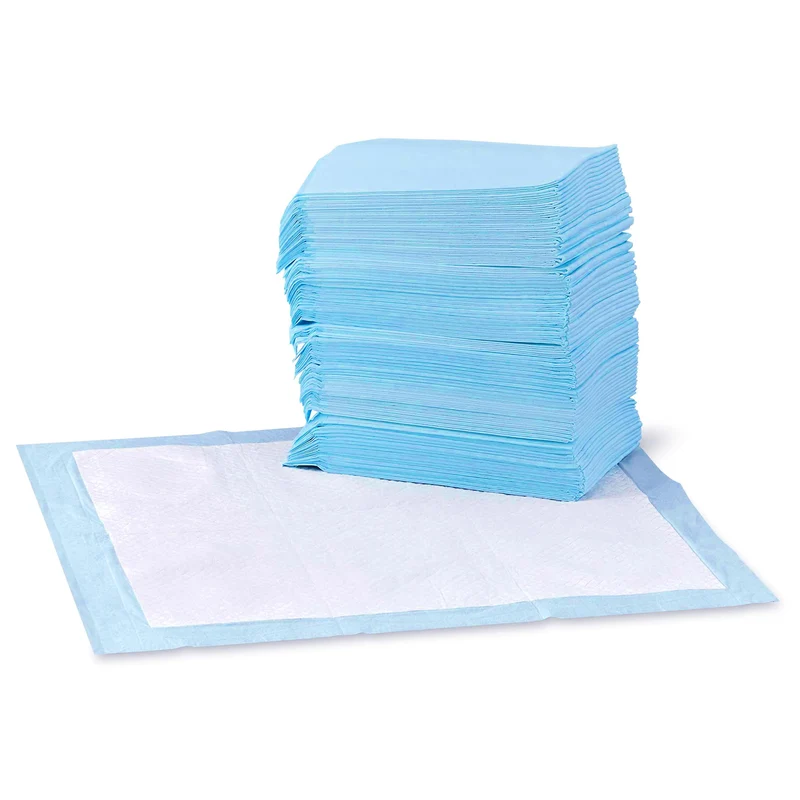 Amazon Basics Tapis d’entraînement anti-fuite pour chiens et chiots – 22 × 22 pouces, bleu et blanc, lot de 100