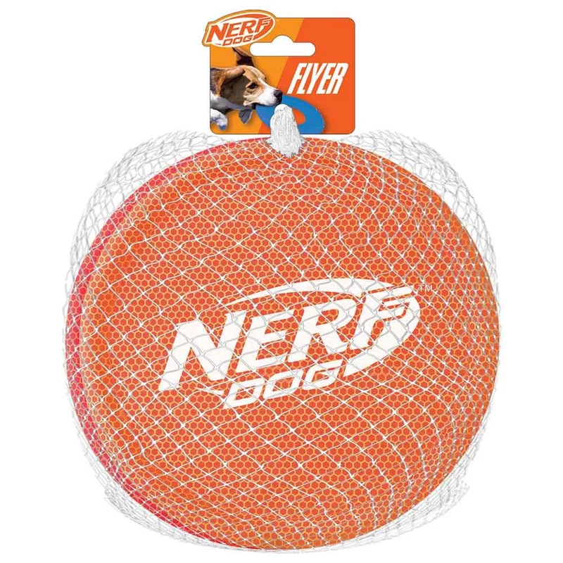 Disque Volant Nerf Dog Nylon – Léger, Résistant et Étanche (Deux Pack, 9 po, Orange & Rouge)