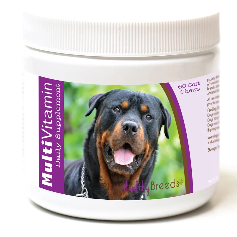 Healthy Breeds Rottweiler Multivitamines Mâchables Molles – Boîte de 60