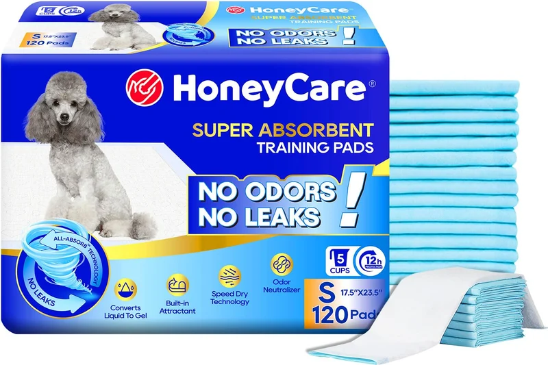 Honey Care All-Absorb Tapis d’éducation Petit 17.5x23.5 pouces – 120 unités, Ultra Absorbants et Anti-Odeur