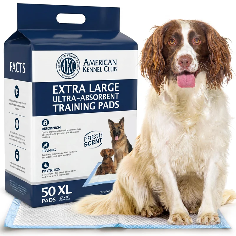 American Kennel Club Tapis d’entraînement parfumés pour chiots – Absorption ultra-rapide, 50 pièces XL (28 x 30 pouces)