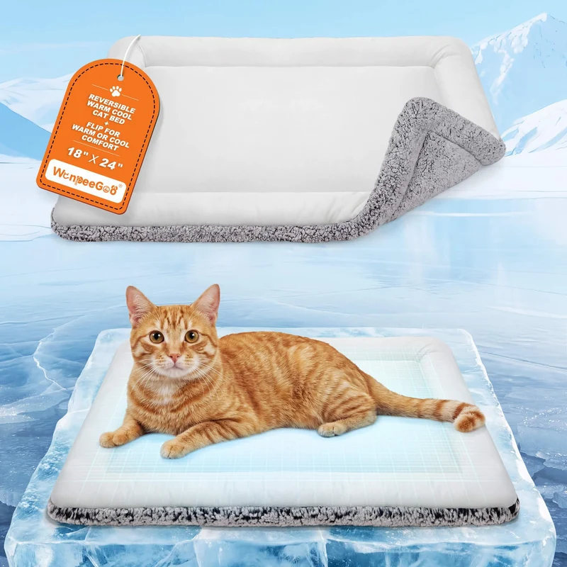 WanpeeGoo Tapis Refroidissant pour Chien et Chat – Tapis Réversible 18x24 Gris