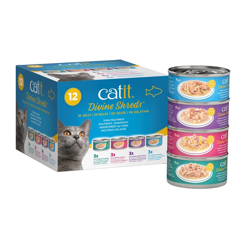 Catit Divine Shreds en Gelée - Aliment Humide Premium au Thon - Lot Multipack