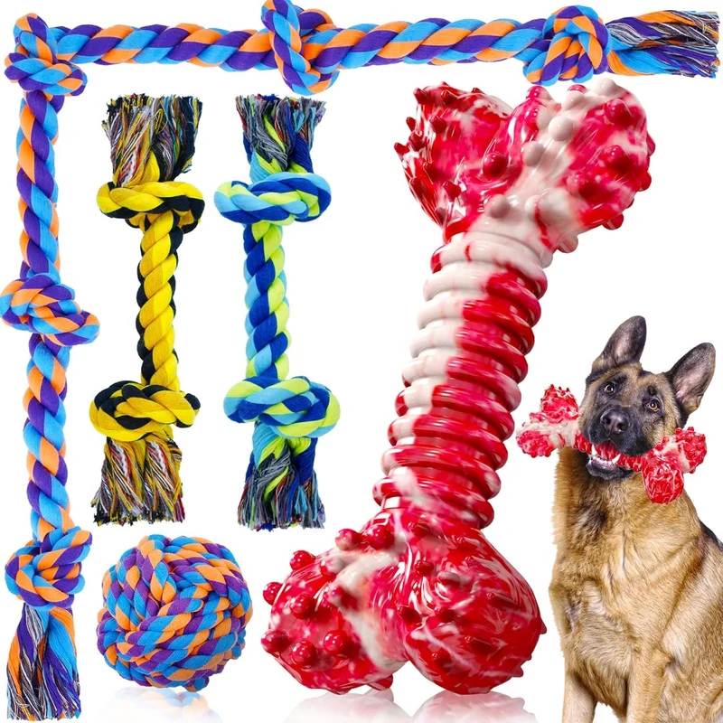 SHARLOVY Jouets à mâcher ultra-résistants pour chiens agressifs — Lot 5 pour grands chiens