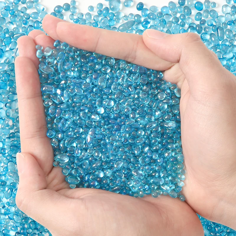 T4U Gravier pour Aquarium Bleu - Cailloux Poli 2 lb | Décor Aquarium, Vase et Terrarium