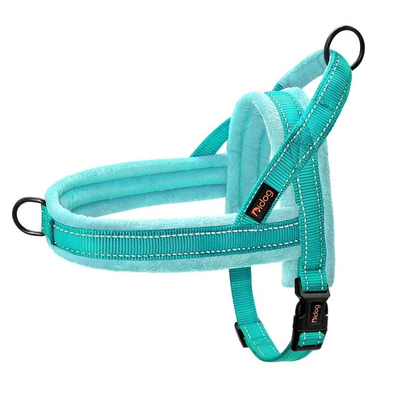 Didog Harnais pour chien en flanelle douce – anti-traction, ajustement rapide, réfléchissant, taille S (46–56 cm), vert