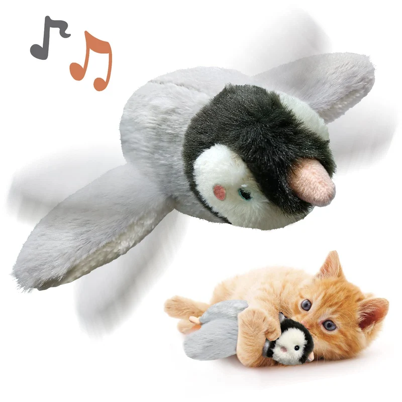 KreizyGo Pingouin — Jouet interactif pour chats et petits chiens, ailes battantes, catnip, rechargeable USB