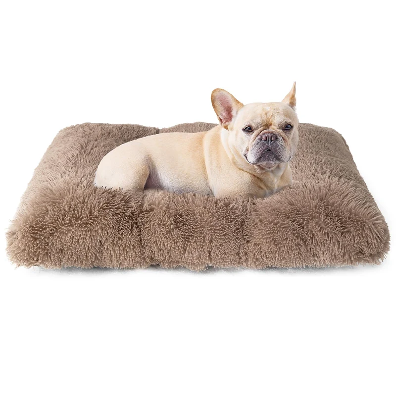EHEYCIGA Tapis de Cage pour Chien Moyen – Panier Doux en Fausse Fourrure, Lavable, Antidérapant, Camel