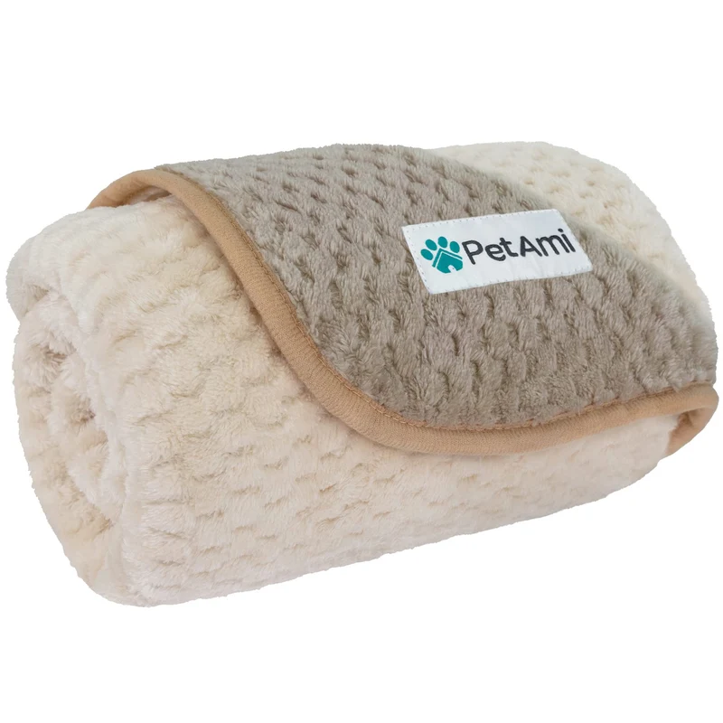PetAmi Couverture pour Chien Impermeable 29x40 – Protège Canapé et Mobilier, Taupe Beige, Réversible et Lavable