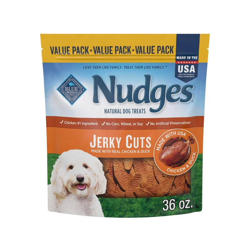Blue Buffalo Nudges – Friandises pour chien en morceaux de poulet et canard, fabriqué aux États‑Unis – Sac 36-oz