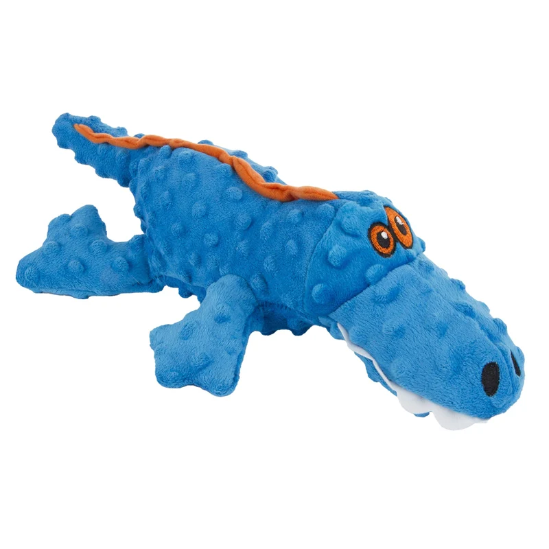 GoDog Gators – Peluche Sifflet Durable avec Chew Guard, Bleu, Grand