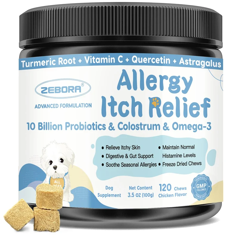 ZEBORA Friables Allergie Chien – Probiotiques, Oméga 3 et Colostrum | Soin Peau et Démangeaisons