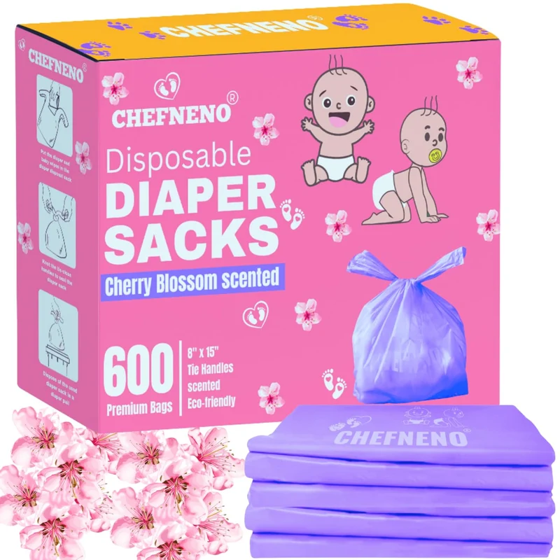 CHEFNENO Sacs Couches Jetables 600 – Parfum Cerisier et Liens Faciles