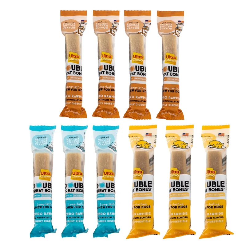 Ultra Chewy Friandises Longue Durée – Beurre d'arachide, Poulet, Bacon et Fromage | Fabriqué aux États‑Unis | Pour Grands et Petits Chiens
