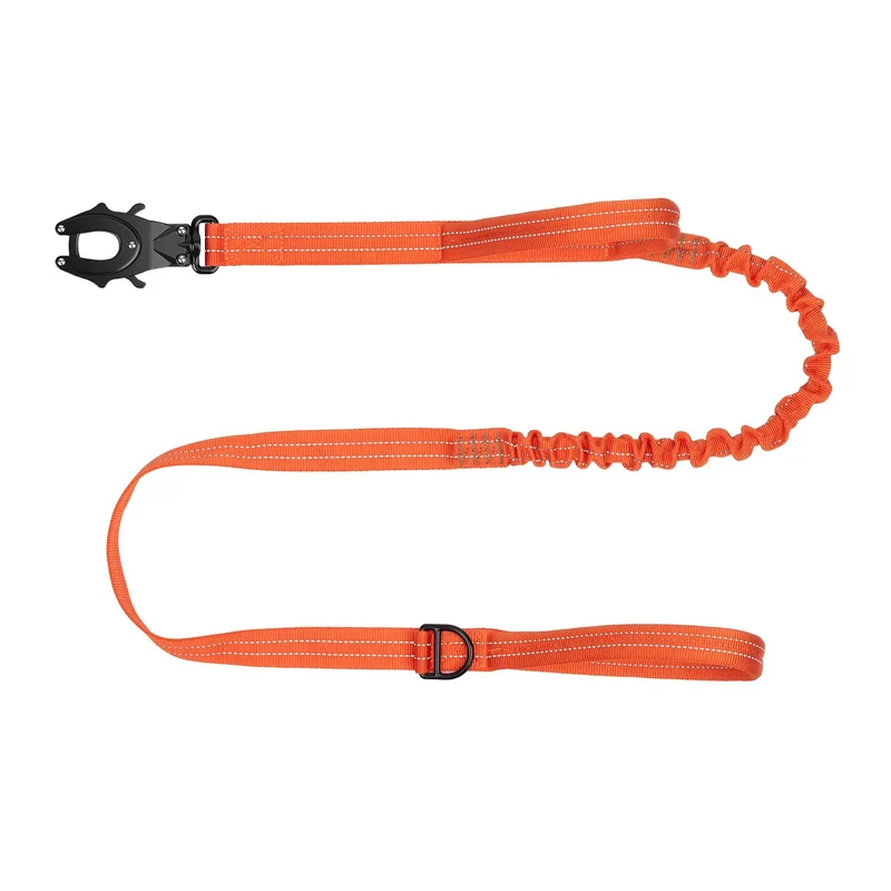 ICEFANG Laisse Tactique pour Chien 6 ft – Double Poignées, Absorption d’Impulsion, Boucle Métal, Réfléchissante Orange