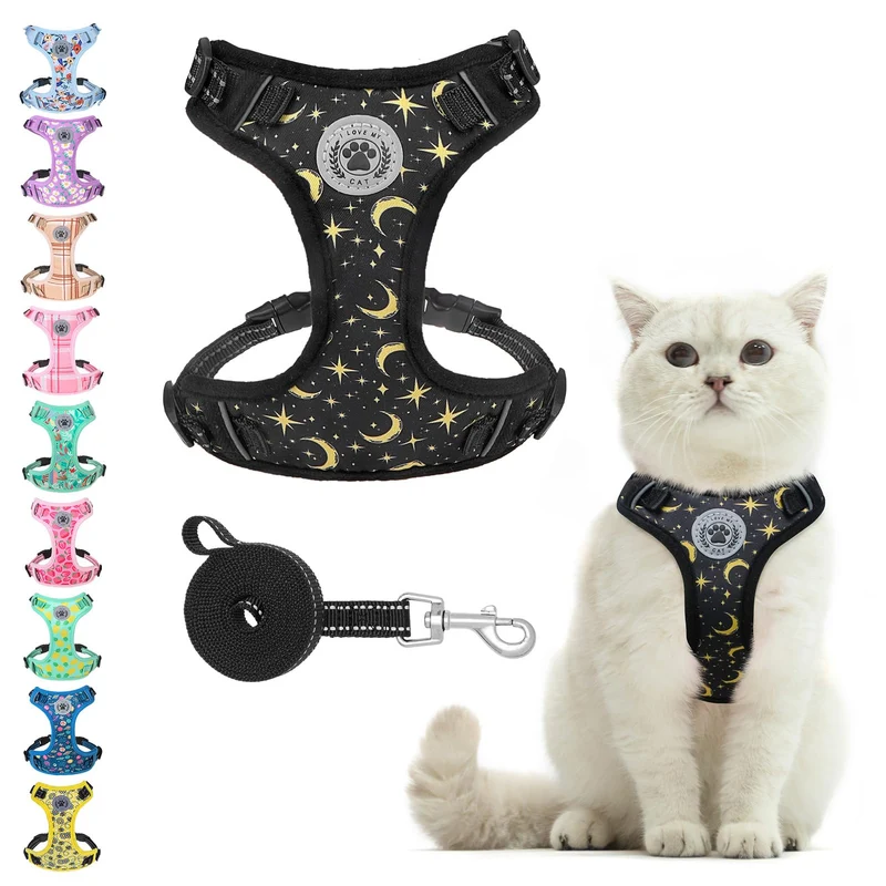 BEAUTYZOO Harnais et Laisse pour Chat — Anti-Évasion, Ouverture par le Haut, Ajustable