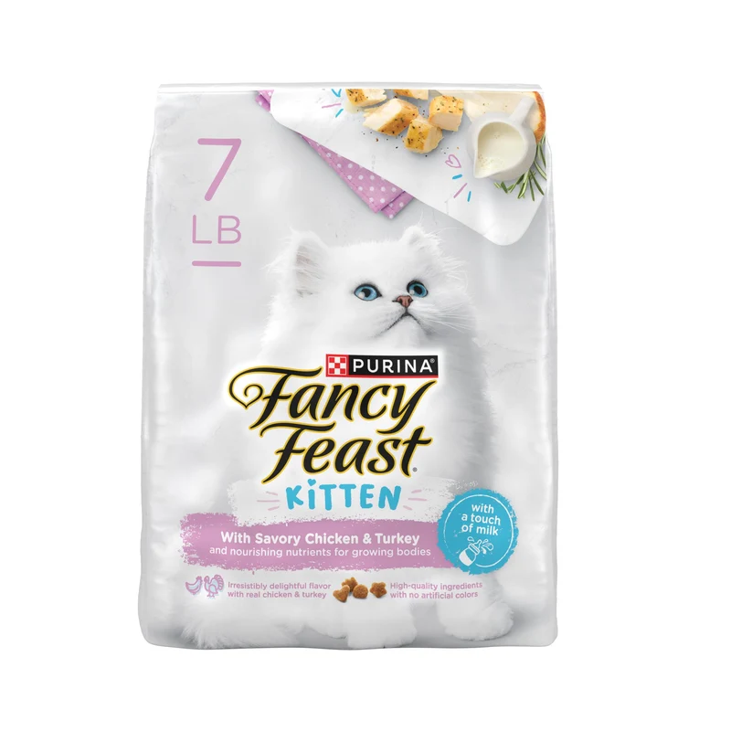 Purina Fancy Feast Chaton – Croquettes sèches au poulet et à la dinde, sac 7 lb