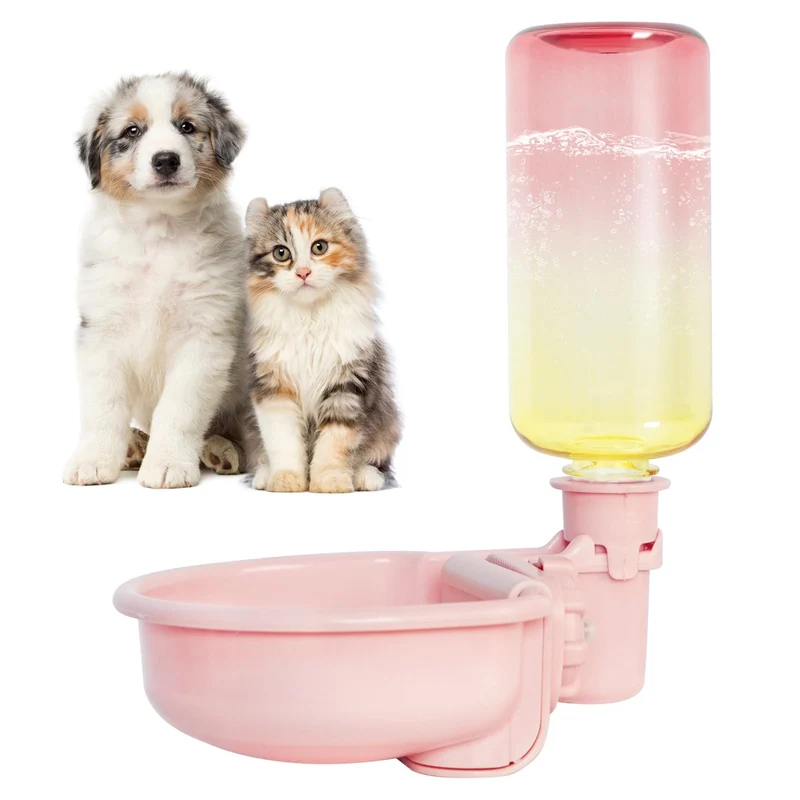 Vannon Bouteille d'Eau Gravité 480 ml pour Petits Animaux – Anti-Débordement, Sans BPA, Dégradé Rose