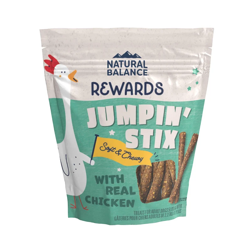 Natural Balance Jumpin' Stix – Friandises à ingrédients limités sans céréales au poulet, 10 onces