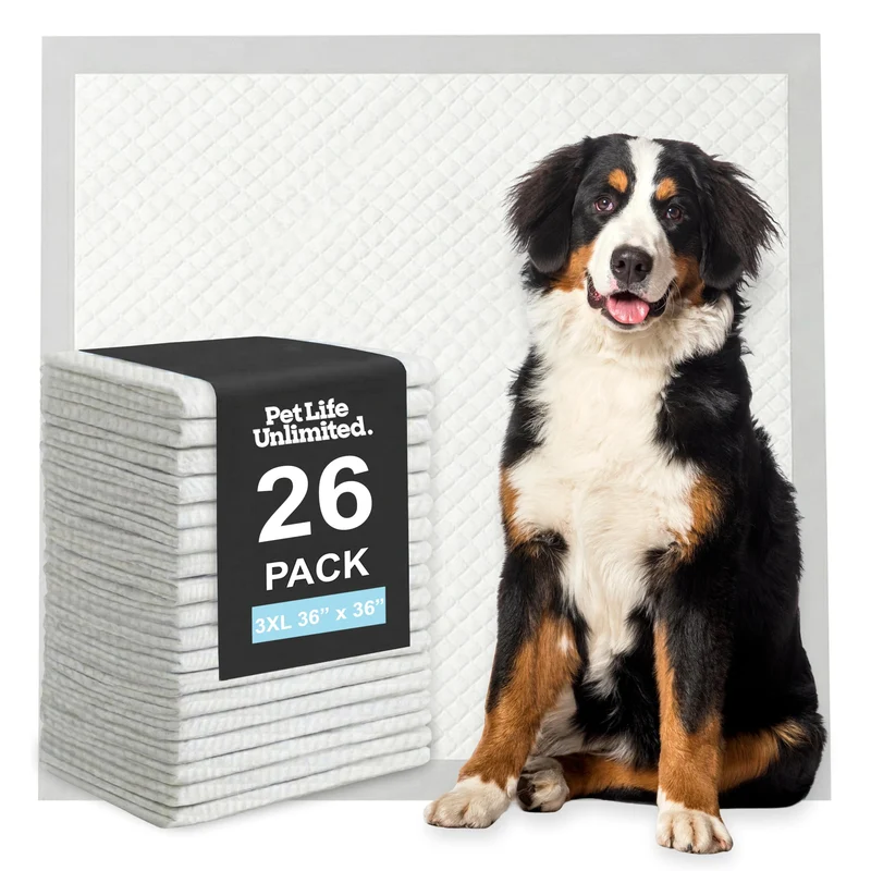 Pet Life Unlimited Tapis Éducateur 3XL pour Chiots – 36 x 36, 26 Pièces, Étanche, Ultra Absorbant, Fabriqué aux États-Unis
