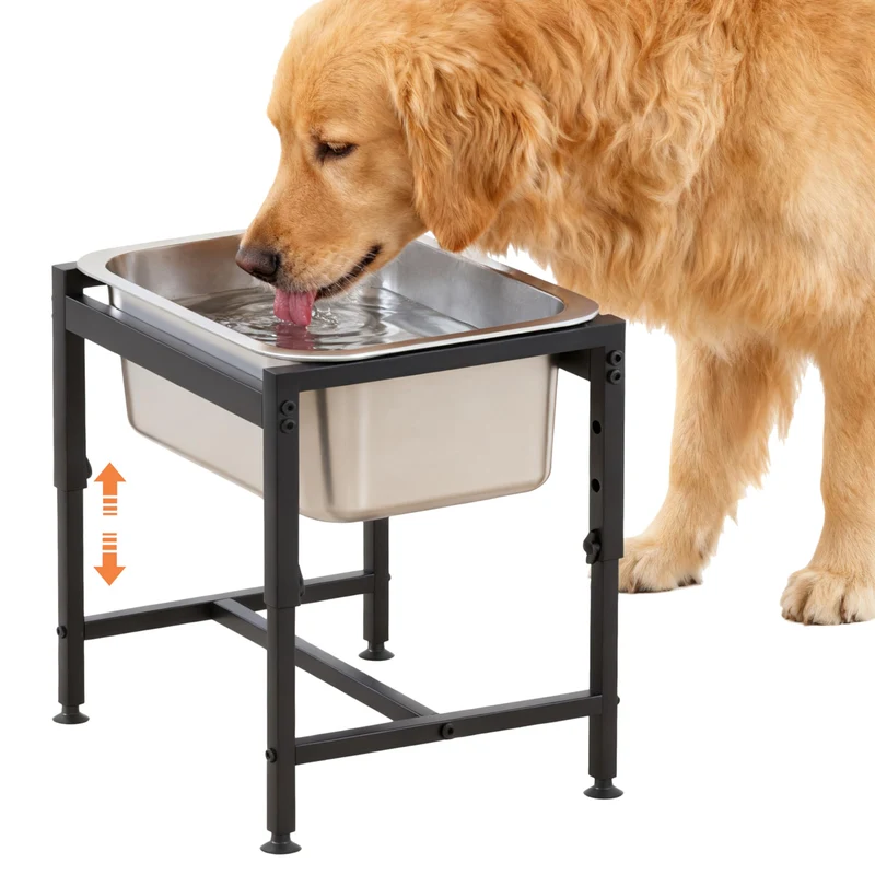 Piskyet Gamelle d'eau surélevée pour chiens de grande taille – Hauteur réglable 16,4 pouces, base métallique solide et anti-renversement