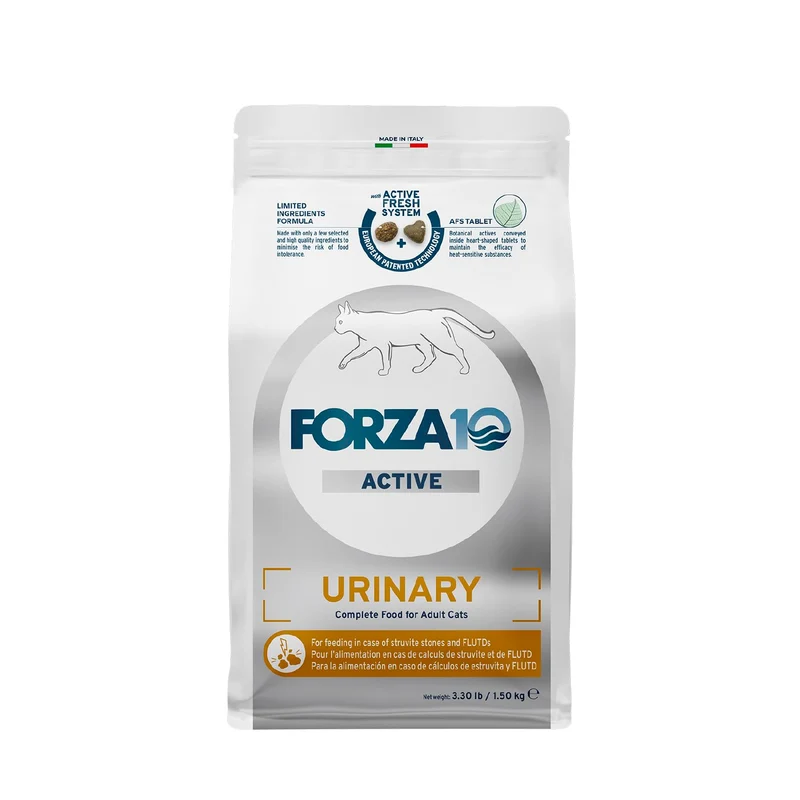 Forza10 Chat – Alimentation à ingrédients limités pour santé urinaire, goût poisson, sans OGM, Fabriquée en Italie (3,3 lb)