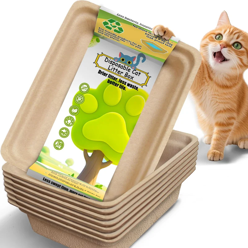 SEMEDOYO Litières jetables pour chats — Grand format, 8 pièces, étanches et écologiques (17,5'' x 13,5'')