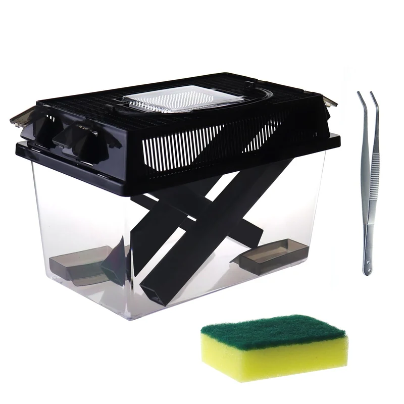 SORWATEE Boîte à criquets transparente avec tubes distributeurs pour reptiles