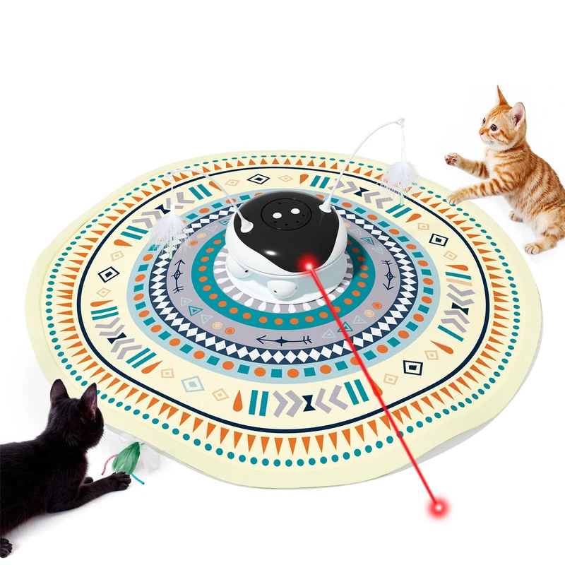 Gardner Pet – Jouet pour Chat 5-en-1 Rechargeable : Cache-cache, Plumage Mouvant et Balle en Piste | Design Boho Beige