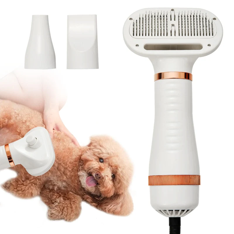 POPET 3-en-1 Sèche-Poils pour Chiens et Chats – Brosse Démêlante et Chauffage Réglable