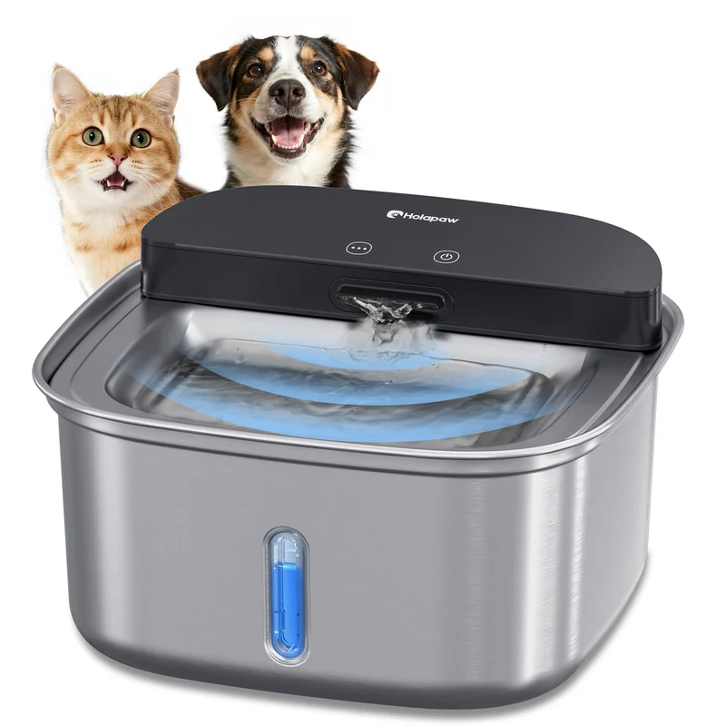 HOLAPAW Fontaine sans fil en acier inox 304 – 3,78 L, distributeur automatique pour chats et chiens