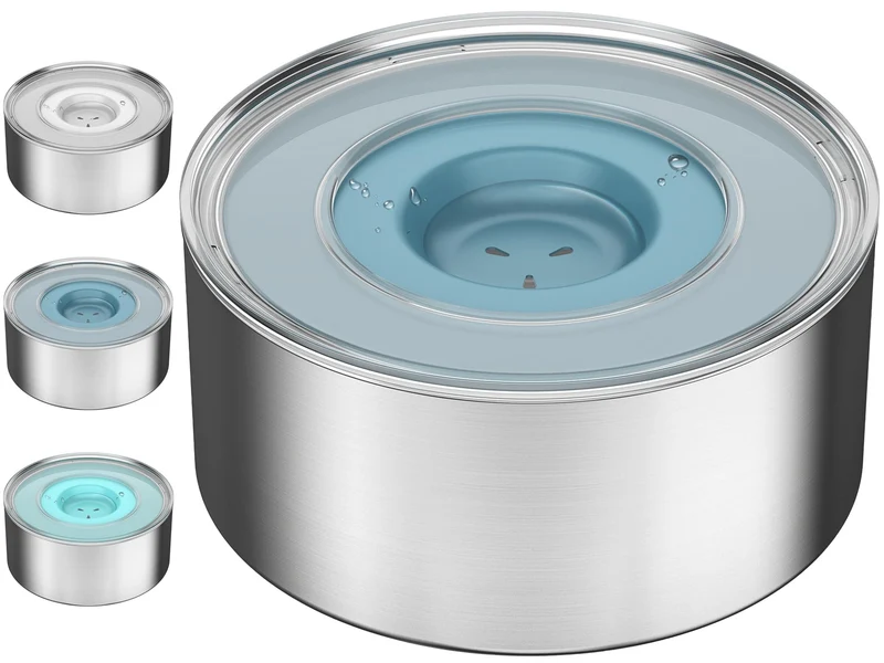 Techphardo – Gamelle d’eau anti-éclaboussures pour chiens, 3,8 L, acier inox 304, base antidérapante, couvercle pour oreilles pendantes