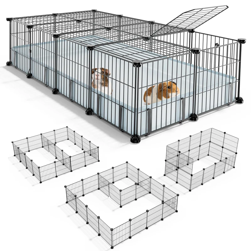BUCATSTATE Cage pour Cochons d’Inde avec Tapis au Sol – 47'' × 24'' × 12'' (Couverture Supérieure incluse)