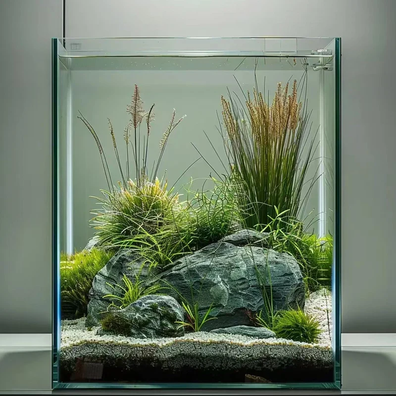 Vimvins Aquarium Verre Ultra Blanc – Capacité environ 7,6 L, Petit Bac à Poissons Facile à Entretenir