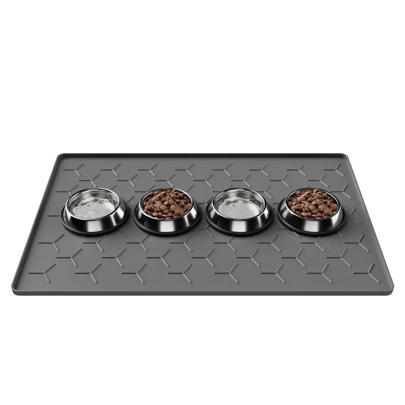 Pieviev 34''x22'' Tapis Alimentaire pour Chien et Chat – Bord Eleve, Silicone Imperméable