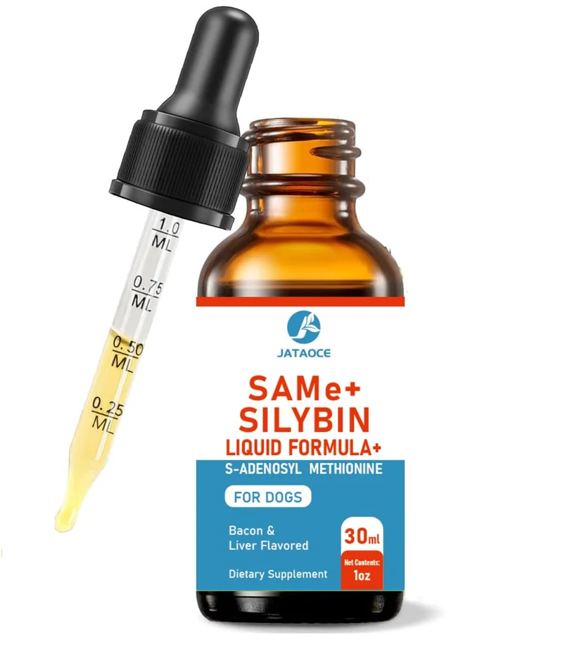 Jataoce SAMEe pour Chiens – 500 mg SAMe + Silybine, Saveur Bacon-Foie, 30 ml