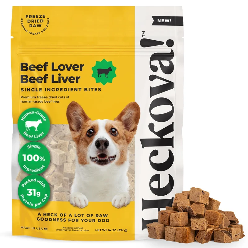 Friandises foie de bœuf séché Heckova! – Ingrédient unique, Qualité humaine, 14 oz