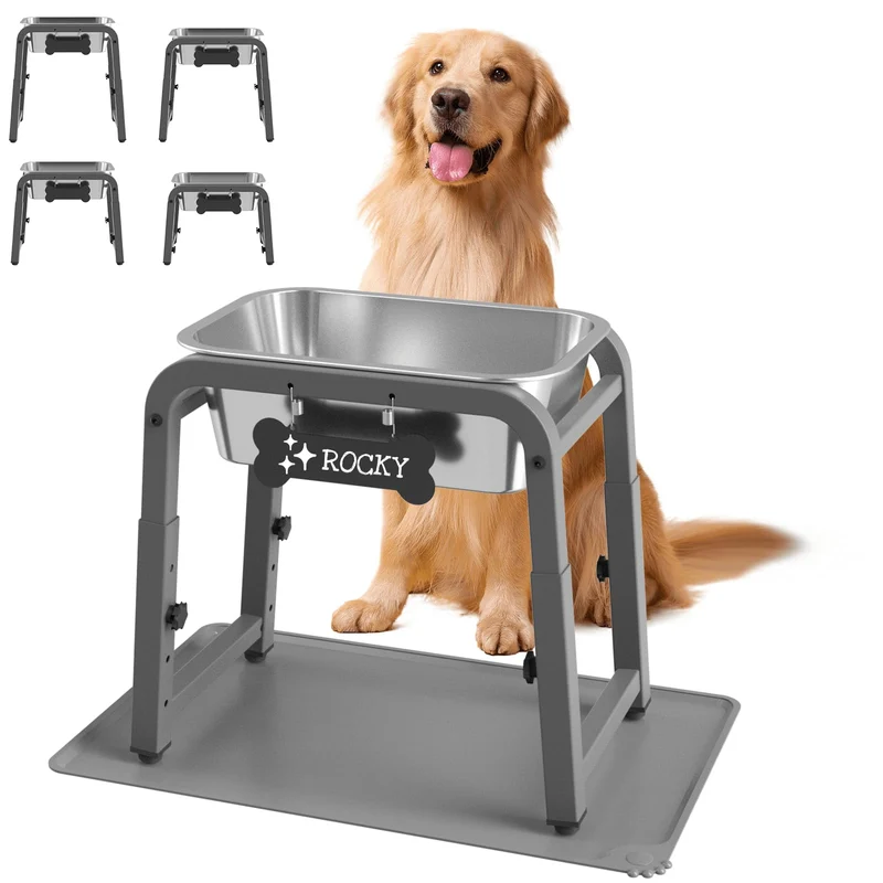 TIDANT Abreuvoir surélevé 1,2 gal pour chiens de grande taille – 4 hauteurs réglables (12-17 pouces)