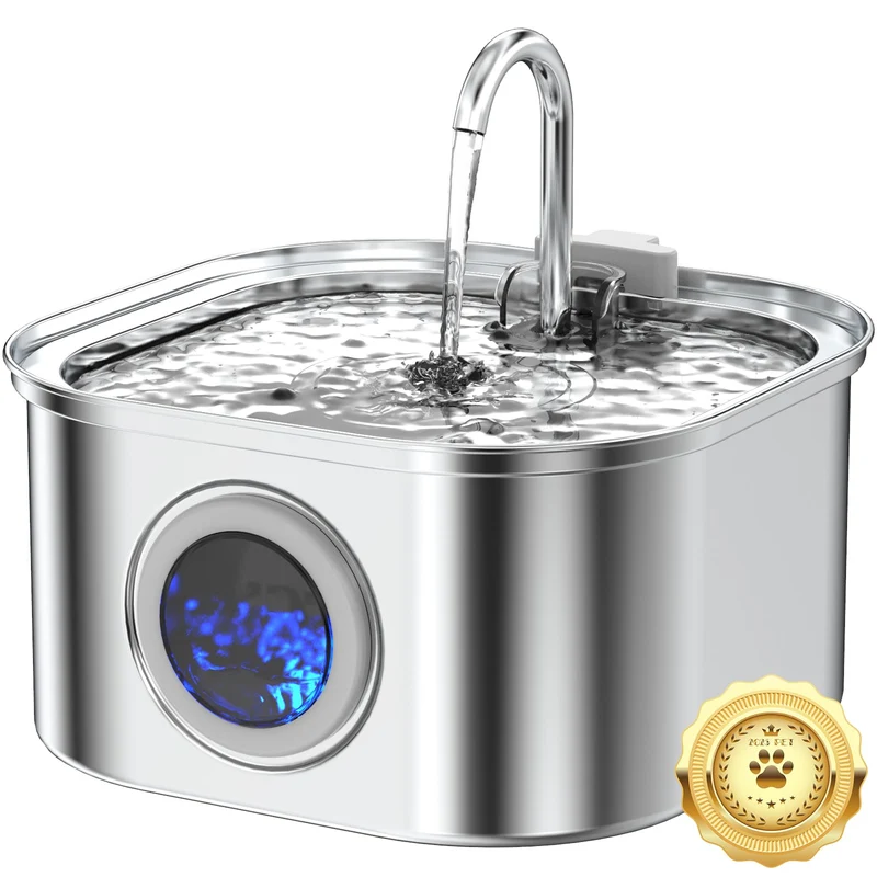Vekonn Fontaine d'eau pour chats en acier inoxydable – 3,2 L, hydratation fiable et silencieuse