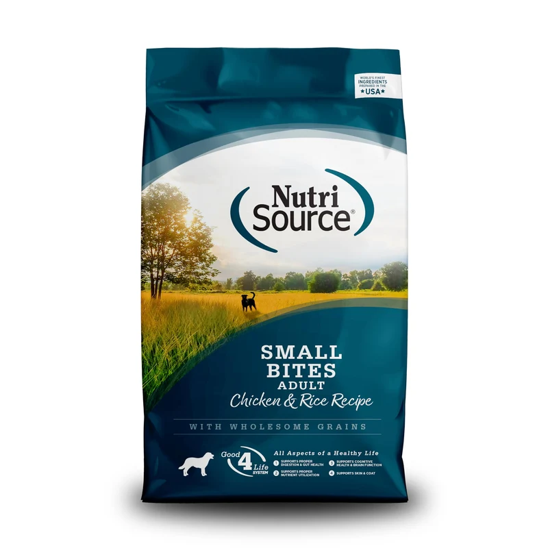 NutriSource Chien Adulte – Croquettes Petites Bouchées Poulet et Riz, 4 lb